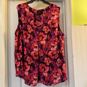 Talbots Pink & Purple Floral Sleeveless Blouse